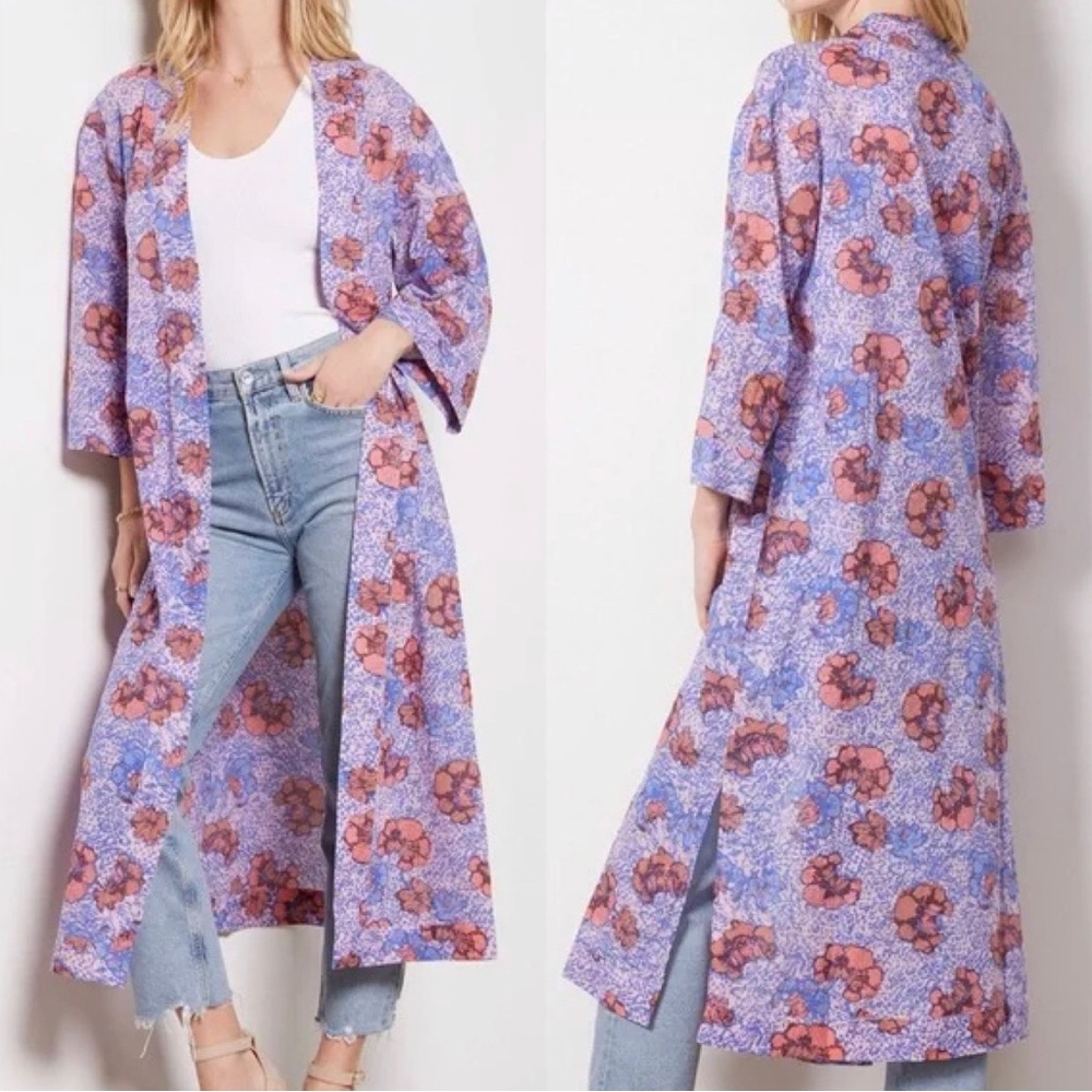 Cleobella NWT M/L Zoya Duster floral open front rope organic cotton - Picture 1 of 6